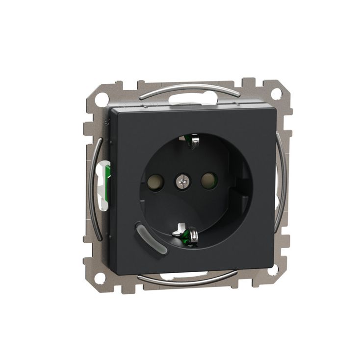 Älypistorasia Schneider Electric Wiser Exxact, 1-osainen, UPJ Zigbee, antrasiitti