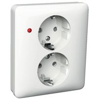 Pistorasia 2-osainen UPJ 2X LED valkoinen Exxact