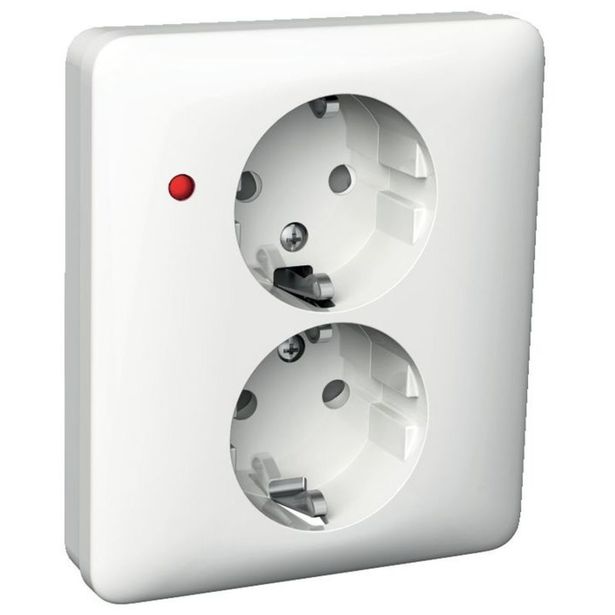 Pistorasia 2-osainen UPJ 2X LED valkoinen Exxact