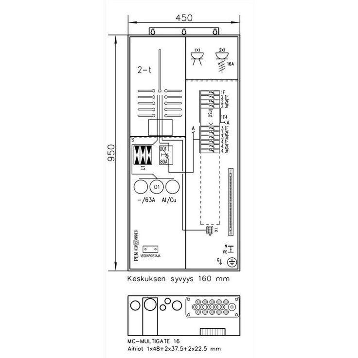 Mittauskeskus UTU Collie, 3806P63 2T+PR+Y 2T, IP34