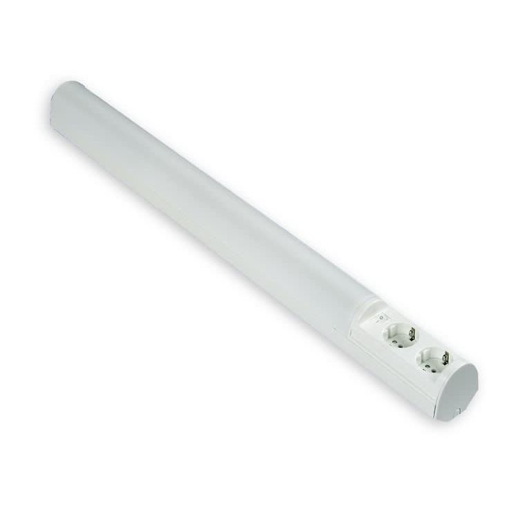LED-työpistevalaisin Ensto Ali, AL13218LED/DW, 9W/8DW, 768mm, 2-osainen pistorasia + kytkin, valkoinen