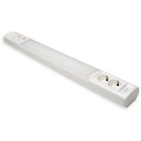 LED-työpistevalaisin Ensto Ami AL124L1460, 20W/830/840, 1462mm, 2x2-osainen pistorasia + kytkin, valkoinen, Verkkokaupan poistotuote 