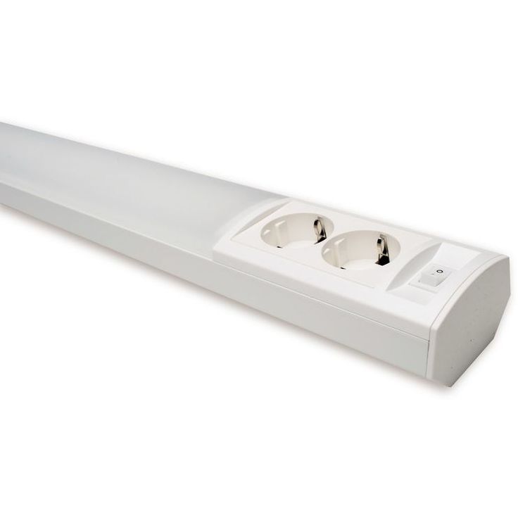 LED-työpistevalaisin Ensto Ami AL122L550, 9W/830/840, 552mm, 2-osainen pistorasia+kytkin, valkoinen