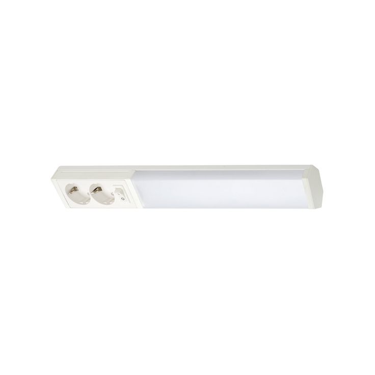 LED-työpistevalaisin Airam Handy 450, 5W/830/840, 450x74mm, 2-osainen pistorasia+kytkin, IP21, valkoinen/opaali