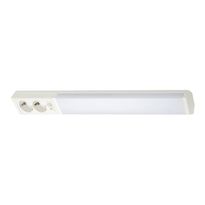 LED-työpistevalaisin Airam Handy 550, 8W/830/840, 550x74mm, 2-osainen pistorasia+kytkin, IP21, valkoinen/opaali