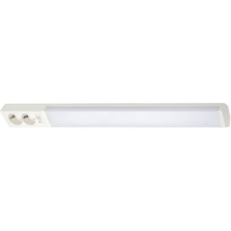 LED-työpistevalaisin Airam Handy 750, 11W/830/840, 750x74mm, 2-osainen pistorasia+kytkin, IP21, valkoinen/opaali