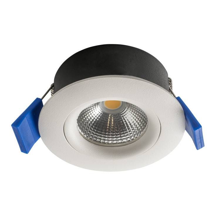 LED-alasvalo Airam Compact, Ø80x39mm, IP44, 5W/830, himmennettävä, suunnattava, valkoinen