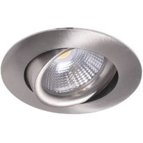 LED-alasvalo Airam Compact, Ø80x39mm, IP44, 5W/840, himmennettävä, suunnattava, satiini nikkeli