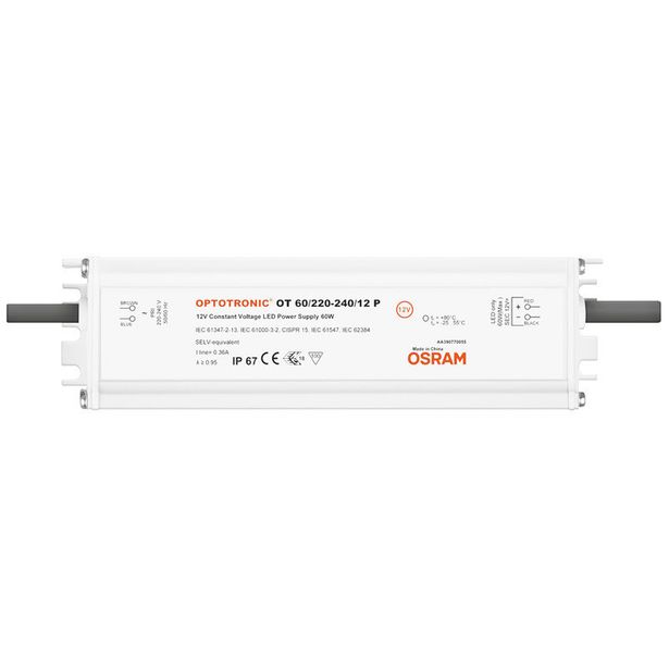 LED-liitäntälaite Triton 60W OTP, IP67, 12/230V, 180x50x34mm