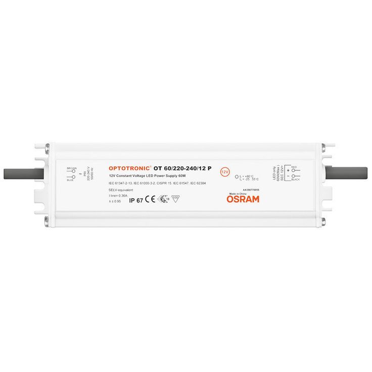 LED-liitäntälaite Triton 60W OTP, IP67, 12/230V, 180x50x34mm