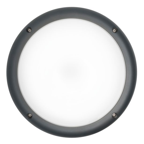 LED-ulkoseinävalaisin Airam Cestus Round, max 100W, E27, Ø261x140mm, IP65, antrasiitti/opaali