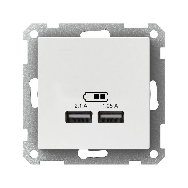 USB-latauspistorasia 2,1A valkoinen Exxact