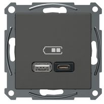 USB-latauspistorasia Schneider Electric A + C 2,4 A antrasiitti, Exxact