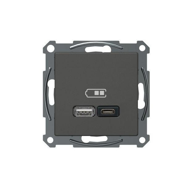 USB-latauspistorasia Schneider Electric A + C 2,4 A antrasiitti, Exxact