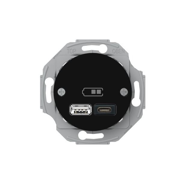 USB-latauspistorasia Schneider Electric A + C 2,4 A musta, Renova