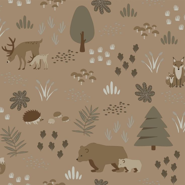 Lastenhuoneen tapetti Esta To The Moon And Back 139410, non-woven, ruskea, metsä