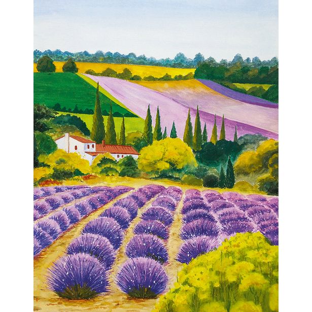 Kuvatapetti Marburg Glööckler Pompöös Provence 35642, 270x212cm, maisema, violetti/vihreä