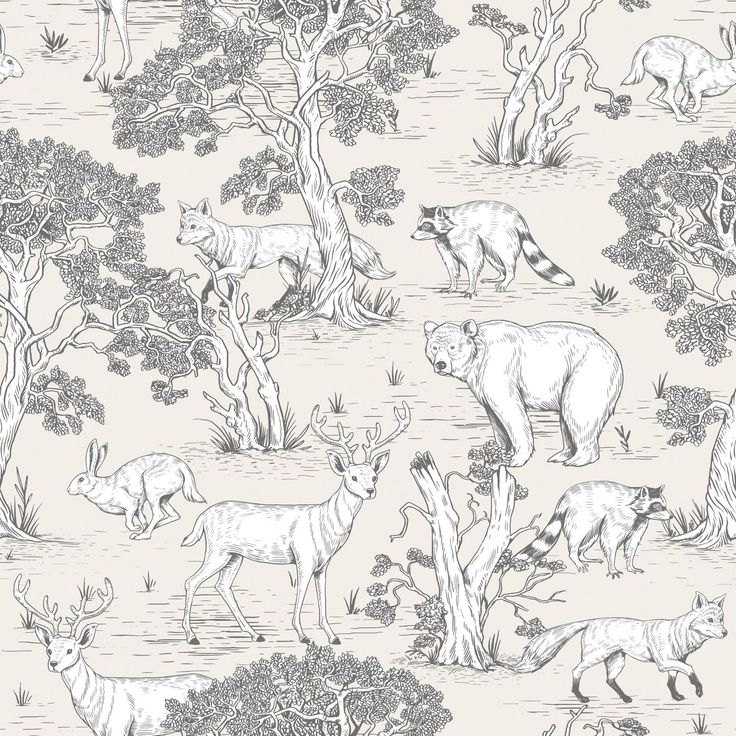 Metsätapetti Kids Walls 45809, vinyylipinta, metsä, beige