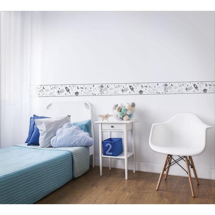 Lastenhuoneen boordi Kids Walls 45851, vinyylipinta, 0.18x5m, harmaa