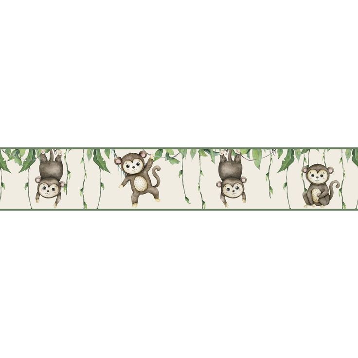 Lastenhuoneen boordi Kids Walls 45853, vinyylipinta, 0.18x5m, viidakko, ruskea