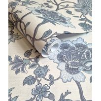 Tapetti Holden Decor The Lost Garden 91610, kukka, kasvi, vintage, non-woven, sininen