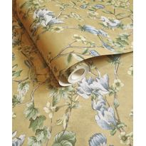 Tapetti Holden Decor The Lost Garden 91622, lintu, kukka, non-woven, keltainen