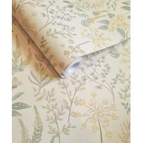 Tapetti Holden Decor The Lost Garden 91680, kasvi, kukka, non-woven, beige/keltainen