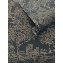 Tapetti Holden Decor Journey to the East 91813, eläin, kasvi, tummansininen