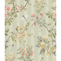 Tapetti Holden Decor Tales of the Manor 91930, kukka, raita, vihreä