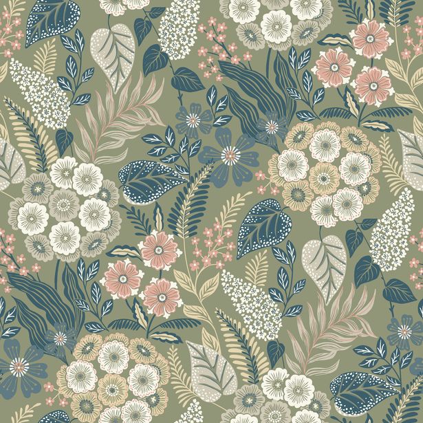 Tapetti Grandeco Karuna A76601-A76603, non-woven, kukka, kasvi, vintage, vinyylipinta, eri värejä