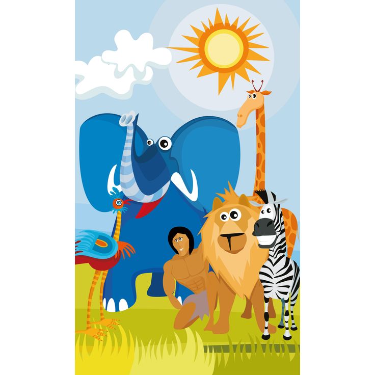 Lastenhuoneen tapetti Dimex Africa Animals, 150x250cm