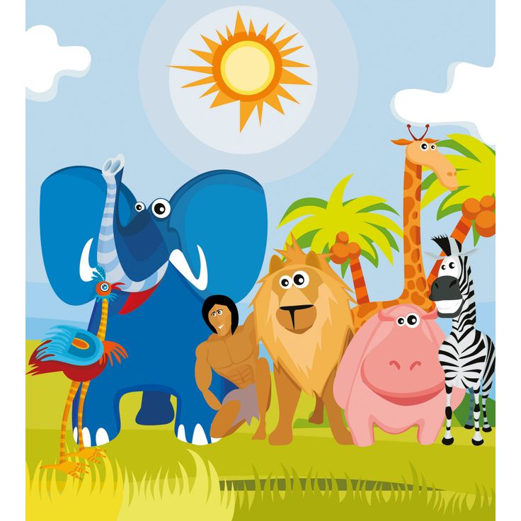 Lastenhuoneen tapetti Dimex Africa Animals, 225x250cm