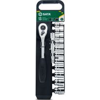 Hylsysarja telineessä Sata 1/2&quot; 10-22mm 13 osaa