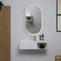 Peilikaappi LED-valolla Loevschall ovaali 500x900mm 3000K musta