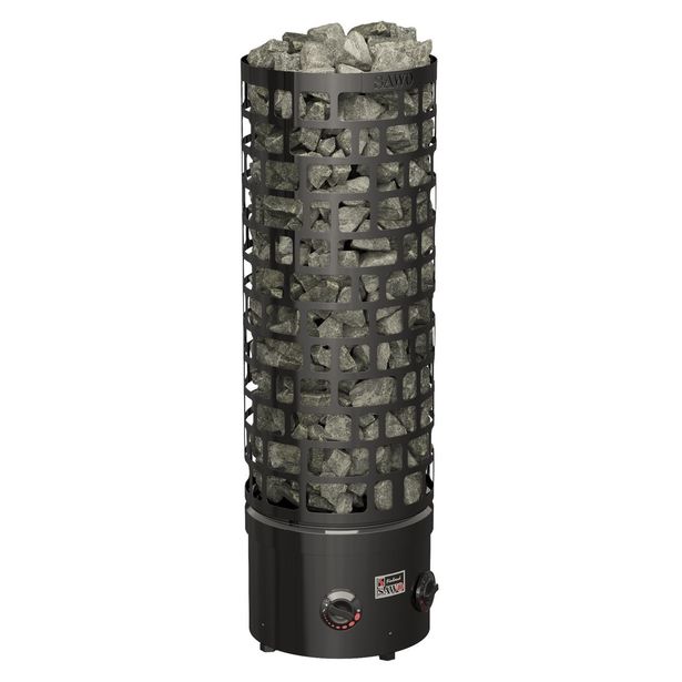 Sähkökiuas SAWO Aries Round Black NB, 4.5kW, 3-6m³, kiinteä ohjaus
