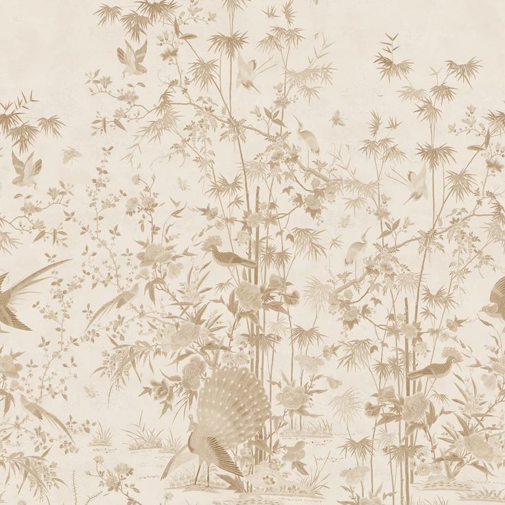 Mittatilaustapetti Chinoiserie Garden, Beige, beige (S10544)