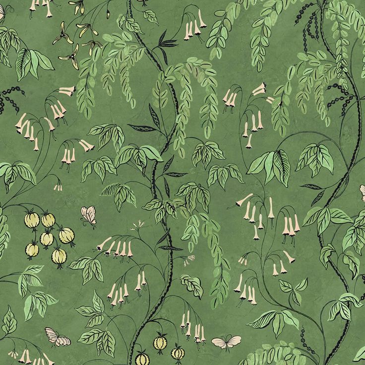 Mittatilaustapetti Ottilia, Green, vihreä (S10585)