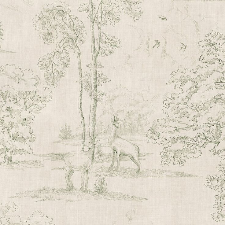 Mittatilaustapetti Montfort Mural, Olive Green, vihreä (S10742)
