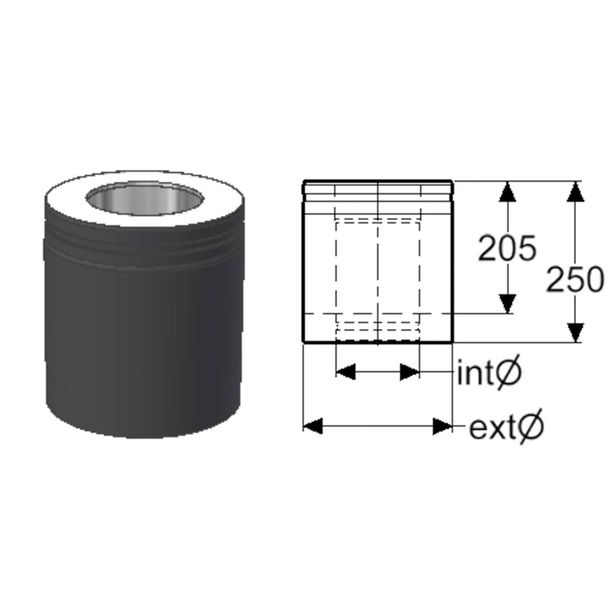 Hormijakso Schiedel Permeter Smooth, 150mm, musta, 250mm, Verkkokaupan poistotuote