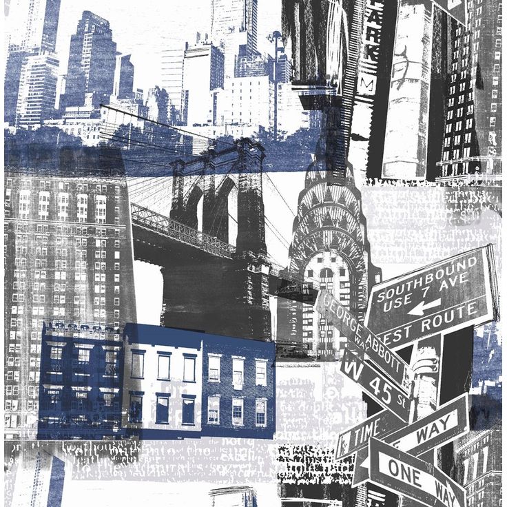 Tapetti Sandudd Fresco New York Blue/Black 104631, 0.53x10.5m