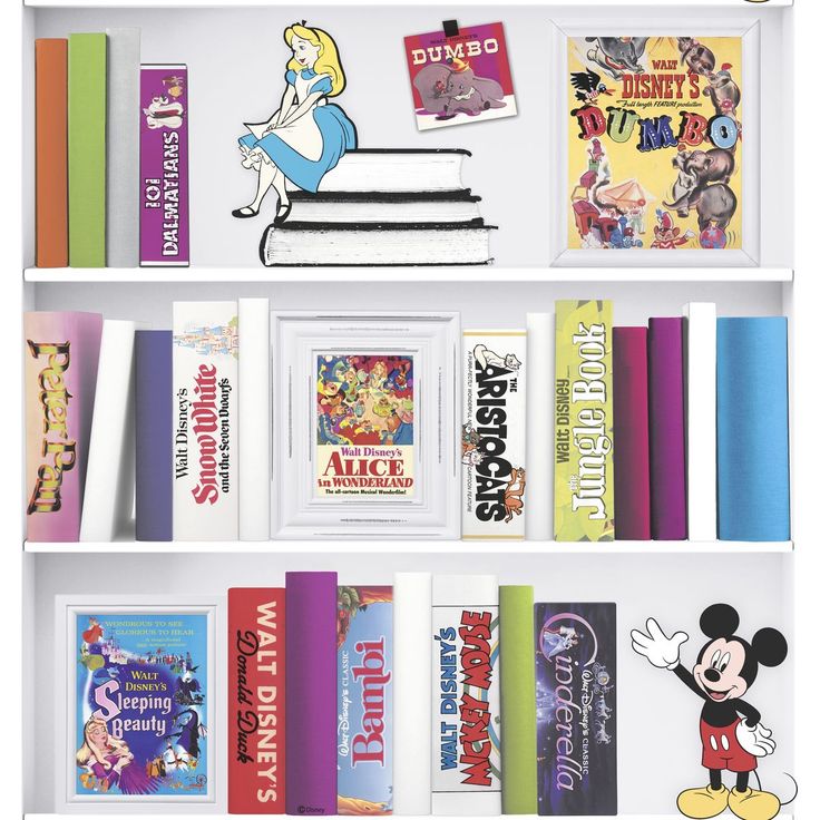 Lastenhuoneen tapetti Sandudd Disney Bookshelf 106455, Disney, monivärinen