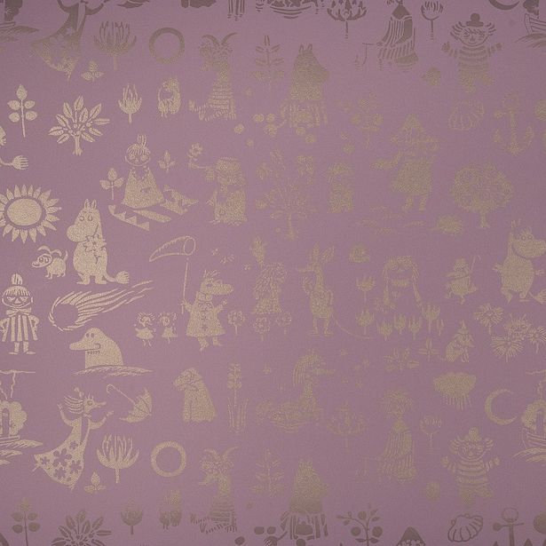 Tapetti Sandudd Moomin 5164-5, 0,53x11,2m, vaaleanpunainen/kulta, non-woven