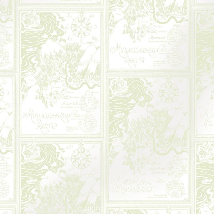Lastenhuoneen tapetti Sandudd Muumi 5348-11, 0.53x10.05m, valkoinen/vihreä, non-woven