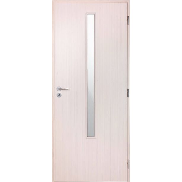 Massiivilaakaovi Skando FXML mittatilauksena kapea lasiaukko 650-990mm