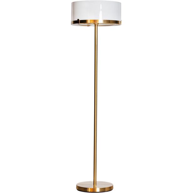 Jalkalamppu By Rydéns Marcel 150cm E27 himmennin messinki/valkoinen