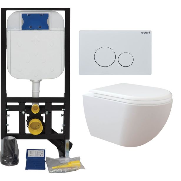 Seinä WC-istuinpaketti Creavit Free Rimless, täydellinen toimitus