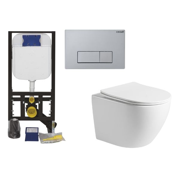 Seinä-WC-paketti Creavit GR5003, soft close, huuhtelukaulukseton