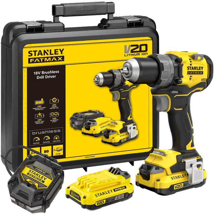 Akkuporakone Stanley Fatmax V20 SFMCD725D2K-QW, 18V, 2x2.0Ah akuilla + salkku