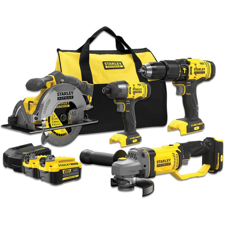 Akkukonesarja Stanley Fatmax V20 SFMCK469M2-QW, 4 osaa, 18V, 2x4.0Ah akuilla + laukku