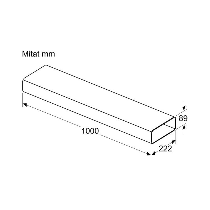 Suora hormikanava Siemens litteä uros 1000mm musta